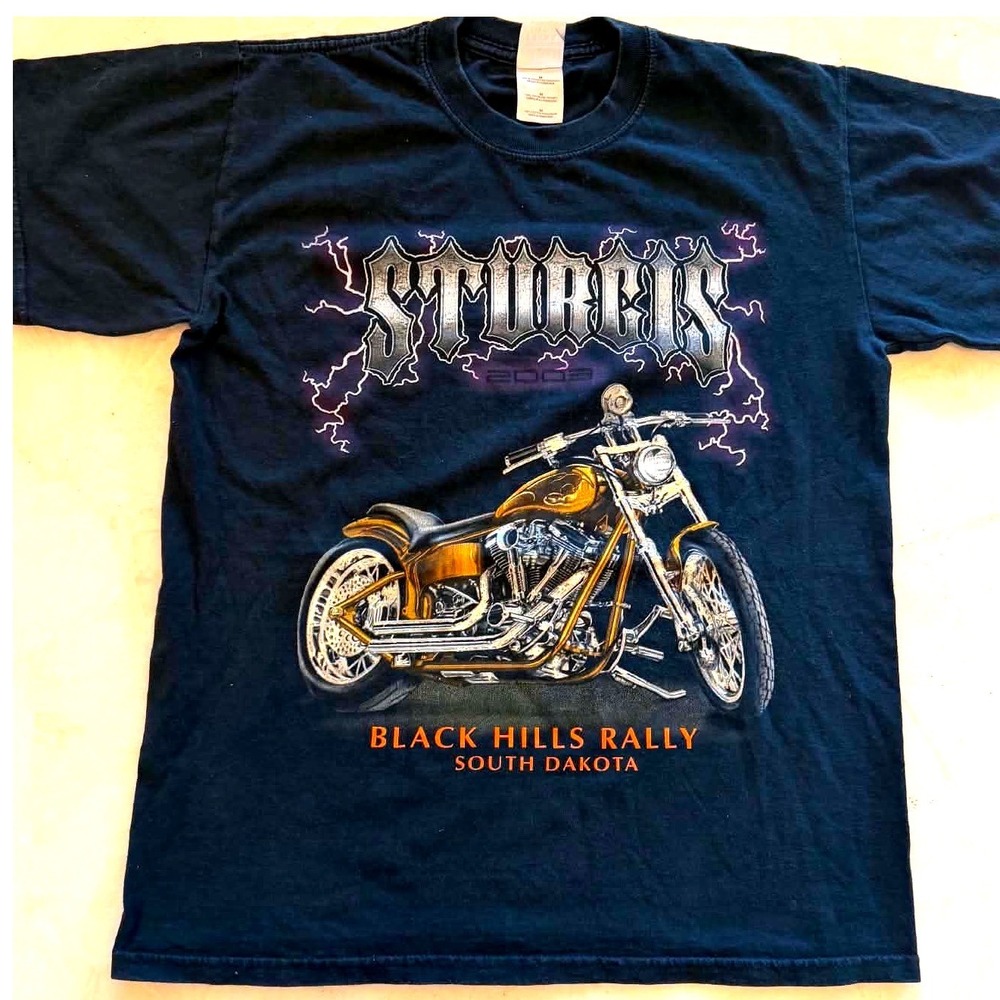 Vintage 2003 Sturgis Black Hills Rally Motorcycle T-Shirt Gildan Mens Medium